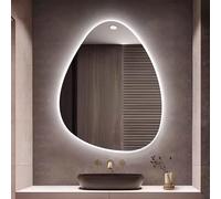 36/40" Frameless LED Bathroom Mirror, Adjustable Tricolor Backlit, Anti-Fog, Teardrop Shape - Modern Irregular Wall Vanity Mirror for Elegant Decor