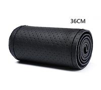 36-40cm DIY Leather Braid On The With Needles Thread Car-Styling Steering Covers Hand-Stitched Wheel Cover Car Steering Wheel Cover(Black Thread 36cm B)
