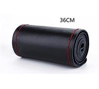 36-40cm DIY Leather Braid On The With Needles Thread Car-Styling Steering Covers Hand-Stitched Wheel Cover Car Steering Wheel Cover(Red Thread 36cm A)