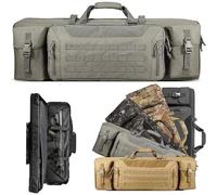 36" 42" Double Rifle Case, Long Double Rifle Gun Bag, Rifle Gun Case with Lockable Zipper, Backpack Strap for Hunting, Shooting Range(Grey,42in/107cm)