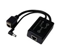 36-60VDC 802.3af/at PoE input, 48V .4A PoE and 12VDC 1A, 15W total output, POE separator/voltage converter, -25 to +50C, 5.5/2.5/2.1mm DC barrel, 6" cable, 10/100, RJ45 output plug
