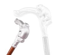 36.6in Silver Panda Wooden Single Joint Fashion Walking Stick, Decorative Cospaly Walking Cane Halloween Crosier