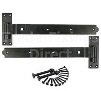 36" 900mm Heavy Duty CRANKED Hook and Band GATE Hinge - EPOXY Black - Includes All Suitable FIXINGS - HBC900B - 1 x Pair - Free Next Working Day DELIVERY