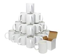 36 Blank White Coated 11oz Large Handle Sublimation Heat Press Printing Mugs & Gift Boxes Included, AAA Grade