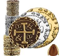 36 Bronze, Silver & Gold Metal Pirate Coins, Treasure Coin Mix Set