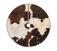 36" Burlap Christmas Tree Skirt, Abstract Cow Skin Print Farmhouse Holiday Tree Mat Base Cover Decor