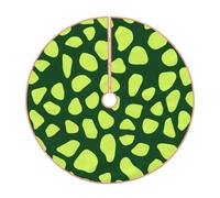 36" Burlap Christmas Tree Skirt, Abstract Green Leaf Print Farmhouse Holiday Tree Mat Base Cover Decor