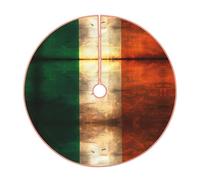 36" Burlap Christmas Tree Skirt, Retro Irish flag Print Farmhouse Holiday Tree Mat Base Cover Decor