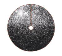 36" Burlap Christmas Tree Skirt, Shiny silver glitter Print Farmhouse Holiday Tree Mat Base Cover Decor