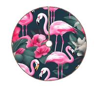 36" Christmas Tree Skirt 30 36 48 Inch - Flamingo Floral Printed Print Holiday Party Mat Decorations for Xmas Home Decor