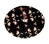 36" Christmas Tree Skirt â€“ cartoon karate Printed Holiday Party Mat Decorations for Xmas Home Decor Ornaments