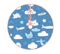 36" Christmas Tree Skirt â€“ Festive Cartoon World Print Party Mat for Holiday Decor, Perfect for Xmas, Halloween, New Year