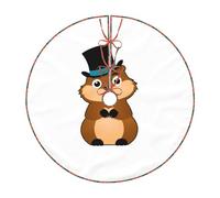 36" Christmas Tree Skirt â€“ Festive Cute Groundhog Print Party Mat for Holiday Decor, Perfect for Xmas, Halloween, New Year