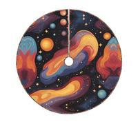 36" Christmas Tree Skirt â€“ Festive Fantasy colorful planet Print Party Mat for Holiday Decor, Perfect for Xmas, Halloween, New Year