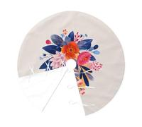 36" Christmas Tree Skirt â€“ Festive Flower Group Print Party Mat for Holiday Decor, Perfect for Xmas, New Year, and More