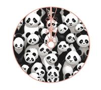 36" Christmas Tree Skirt â€“ Festive Giant pandas huddled together Print Party Mat for Holiday Decor, Perfect for Xmas, Halloween, New Year