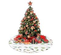36" Christmas Tree Skirt â€“ Festive Holiday Different Types of Lizard Print Party Mat Decor for Indoor Outdoor Xmas Decorations
