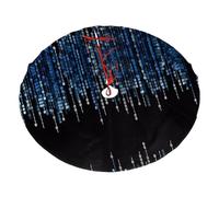 36" Christmas Tree Skirt â€“ Festive Holiday Party the Blue Binary Print Mat Decor for Xmas Home Decor