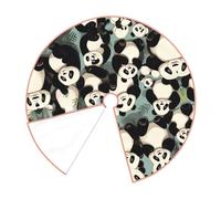 36" Christmas Tree Skirt â€“ Festive Lying giant pandas Print Party Mat for Holiday Decor, Perfect for Xmas, Halloween, New Year