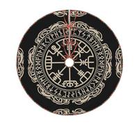 36" Christmas Tree Skirt â€“ Festive Magical Design Norse Runes Compass Print Party Mat Decorations, Xmas Holiday Home Decor