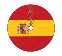 36" Christmas Tree Skirt â€“ Festive Spanish flag Print Party Mat Decorations, Xmas Holiday Home Decor