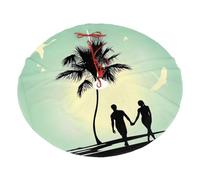 36" Christmas Tree Skirt â€“ Married Couple Walking on The Beach Printed Holiday Party Mat Decorations for Xmas Home Decor Ornaments