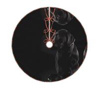 36" Christmas Tree Skirt - Black Labrador Print Party Mat, Xmas Holiday Home Decor, Base Cover for Indoor & Outdoor Use