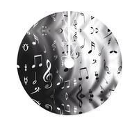 36" Christmas Tree Skirt - Festive Music Notes Print Print Party Mat Decorations, Xmas Home Decor, Merry Base Cover