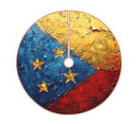 36" Christmas Tree Skirt - Flag of Venezuela Printed Holiday Party Mat Decor for Xmas Home Decor, Base Cover