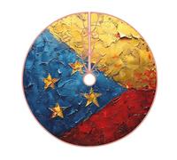 36" Christmas Tree Skirt - Flag of Venezuela Printed Holiday Party Mat Decor for Xmas Home Decor, Base Cover
