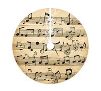 36" Christmas Tree Skirt - Musical Notes Printed Holiday Party Mat Decor for Xmas Home Decor, Base Cover