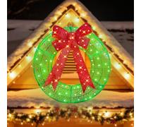 36" Christmas Wreath Decorations with Red Bow, Metal Frame Wreath, Front Door, Wall, Window, Garage, Indoor Outdoor Christmas Decor