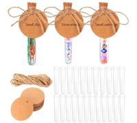 36 Clear Plastic Test Tubes with Lids,Plastic Transparent Test Tubes with Corks,Small Sample Tube Vases for DIY Craft Plants Flowers Liquids Sweets Candy Beads(16x100mm) + 36 Lables & 10m Hemp Rope