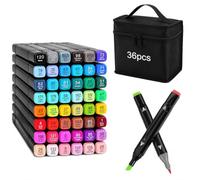 36 Colors Alcohol Markers Set for Artists Dual Tip, Vibrant Water-Based Art Markers for Drawing, Coloring, Sketching, Illustration,Professional Permanent Sketch Markers for Kids Adult Coloring