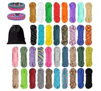36 Colors Paracord Bracelet Rope 10 Feet 4mm Paracord 550 Parachute Cord 7 Strands Nylon Ropes Outdoor Survival Rope for DIY Bracelets Outdoor Activities Keychain Dog Leads Carabiner (Mixed Color, 3M)