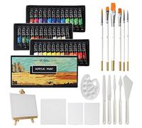 36 Colours Acrylic Set 12ml x36 Tubes with Paint Brushes, Palette Knives,Canvas, Easel, for Artist Paint on Wood, Ceramic, Fabric, Crafts GC-APK36