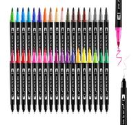 36 Colours Colouring Pens, Dual Tip Marker Pens Felt Tip Pens Brush Pens Water-Based Markers for Adult Kids Scrapbooking Colouring Drawing Sketching Journaling Calligraphy DIY