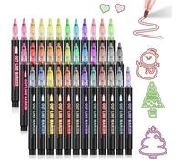 36 Colours Metallic Outline Pens,Glitter Pens with Metallic Effect,Double Line Glitter Felt Tip Markers,Perfect for Crafts,DIY Projects,Christmas Cards