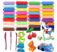36 Colours Modelling Clay Air Drying - Self-Drying Clay for Children from 3 Years - Foam Clay Craft Set with Tools & Shapes - Creative DIY Gift for Boys & Girls