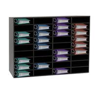 36 Compartment Literature Organizer - Sturdy PVC Office Storage Rack for Files, Documents, and Brochures - Adjustable and Stylish Design for Home or Classroom (Black)