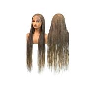 36" Cornrow Box Braided Wigs for Women,Side Part Goddess Synthetic Knotless Box Braids Full Lace Front Wig(1B27)