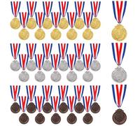 36 Counts Metal Award Medals, 2 1St 2Nd 3Rd Place Gold Silver Bronze Medals With Ribbon Neckbands For Sports, Parties, Academic Contests