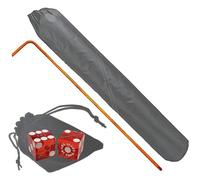 36" Craps Dealer Stick Set - Rattan Rake with Carrying Bag & Authentic Casino Dice Pair - Las Vegas Caesar's Palace Red Polished