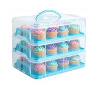 Vonshef 3 Tier Cupcake Carrier Blue, Blue