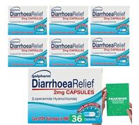 36 Diarrhoea Relief Digestive Support Capsules 2mg (6 Packs), Loose Motion Control Travel Essential for Adults Includes Diarrhoea Relief & Digestive Support Guide