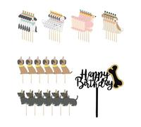 36 Dogs With Flags And 1 Card Insert, Cartoon Cake With Card Inserts, Cake Decorations, Party Photo Props.