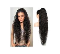 36" Drawstring Ponytail Extension Natural Curly Fake Pony Tail Multi Layered Soft Clip in Hair Extensions Ponytail Synthetic Hairpiece(Natural black)