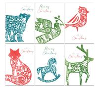 36 Eco Friendly Traditional Folk Art Christmas Cards made from Recycled Paper