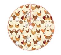 36" Elegant Christmas Tree Skirt - A Brood of Chickens Full-Print Perfect for Xmas, Halloween, and New Year Decorations