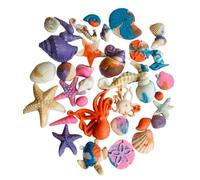 36 Exquisite Edible Sugar Fondant Assorted Sea Shells, Starfishes, Horses, Octopus; Colour Mix. Luster Finish; Wedding, Birthday, Etc Cake/Cupcake Toppers/Decorations. 7cm to 1.3cm